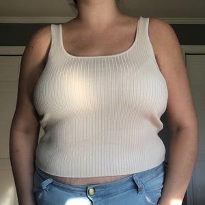 Forever 21 Nude Ribbed Scoop Neck Tank Top